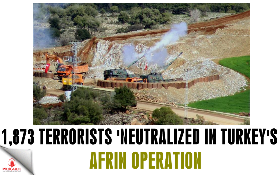 1,873 terrorists 'neutralized' in Turkey's Afrin operation