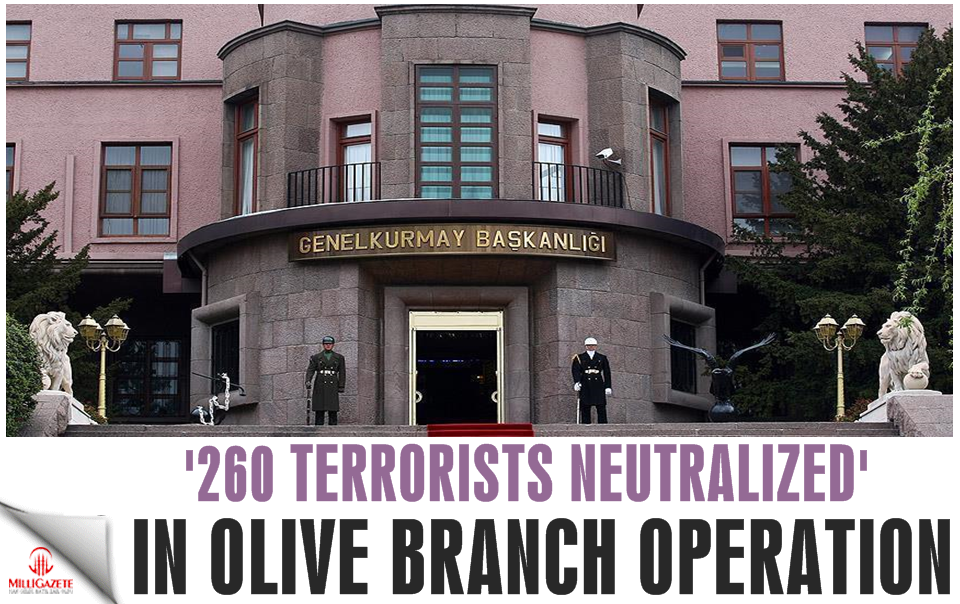 '260 terrorists neutralized' in Operation Olive Branch