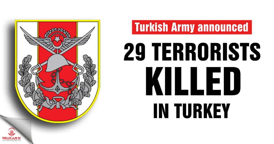 29 terrorists killed in eastern Turkey