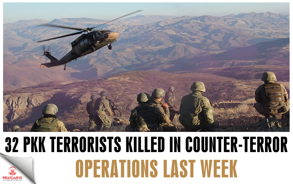 32 PKK terrorists killed in counter-terror operations last week