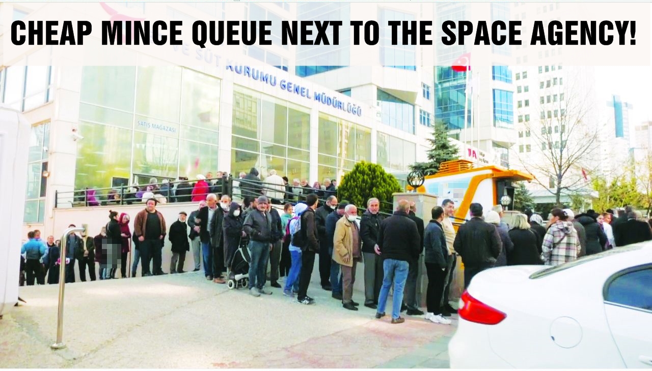 Cheap mince queue next to the Space Agency!