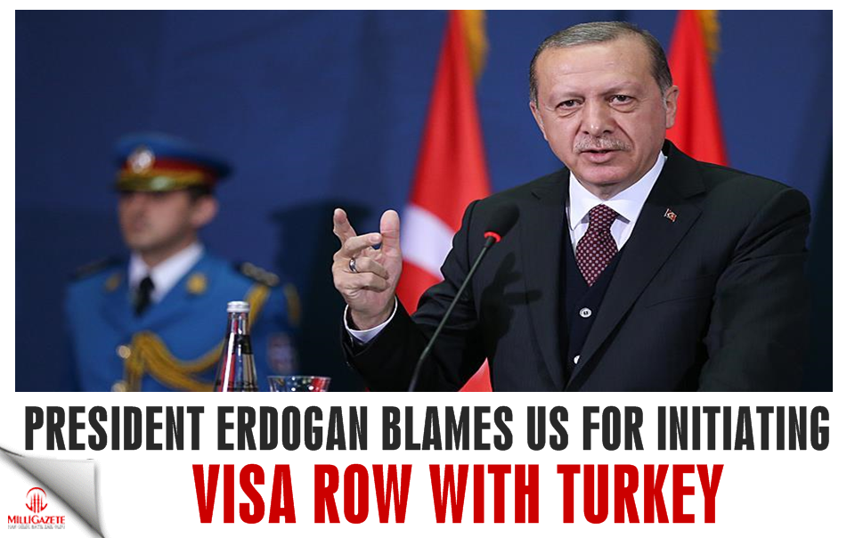 Erdogan blames US for initiating visa row with Turkey