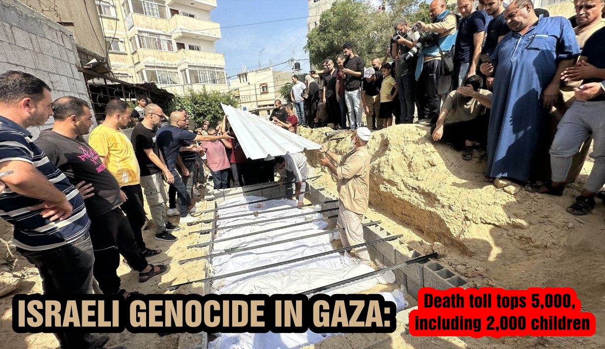Israeli genocide in Gaza: Death toll tops 5,000, including 2,000 children