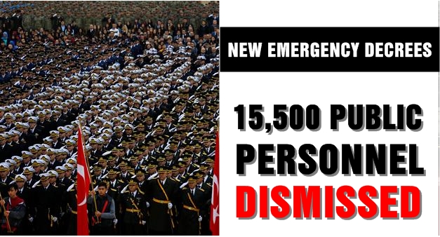Over 15,500 public personnel dismissed with new emergency decrees in Turkey