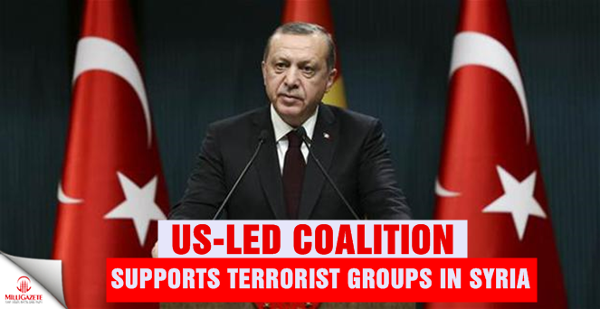 President Erdogan: US-led coalition supports terrorist groups in Syria
