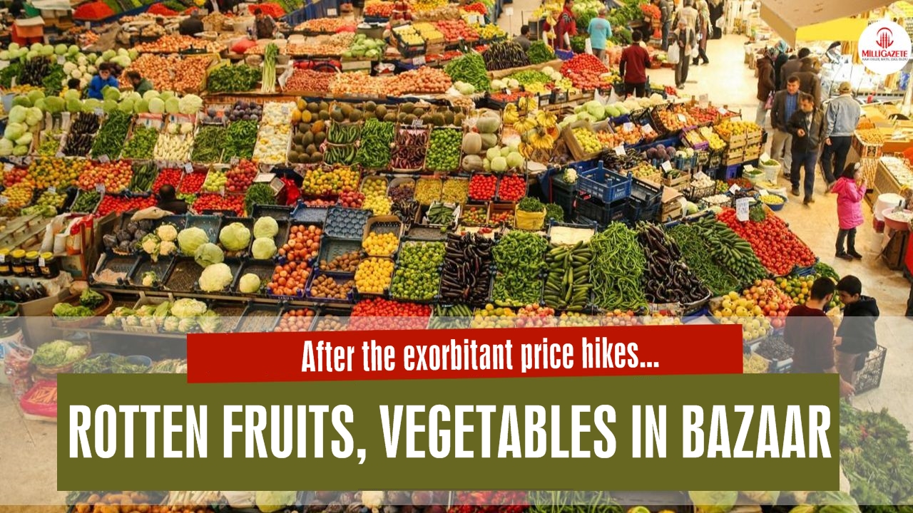Rotten fruits, vegetables period in bazaars