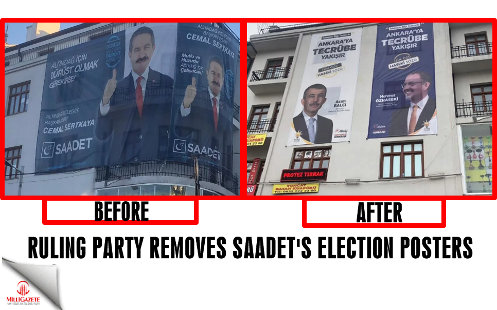Ruling party removes Saadet's election posters