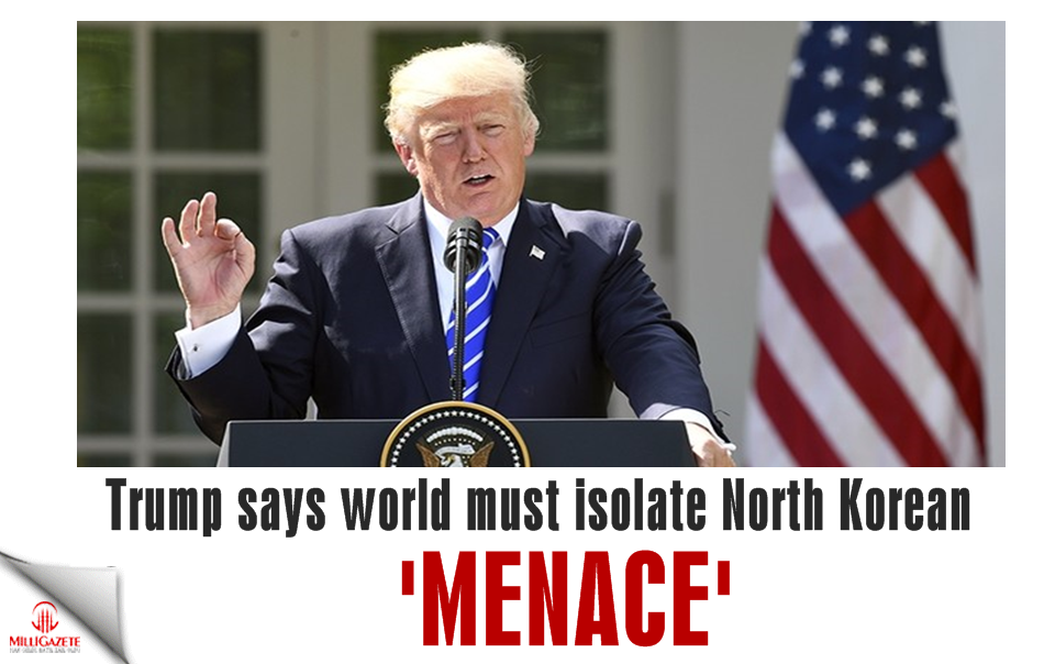 Trump says world must isolate North Korean 'menace' as US announces new sanctions