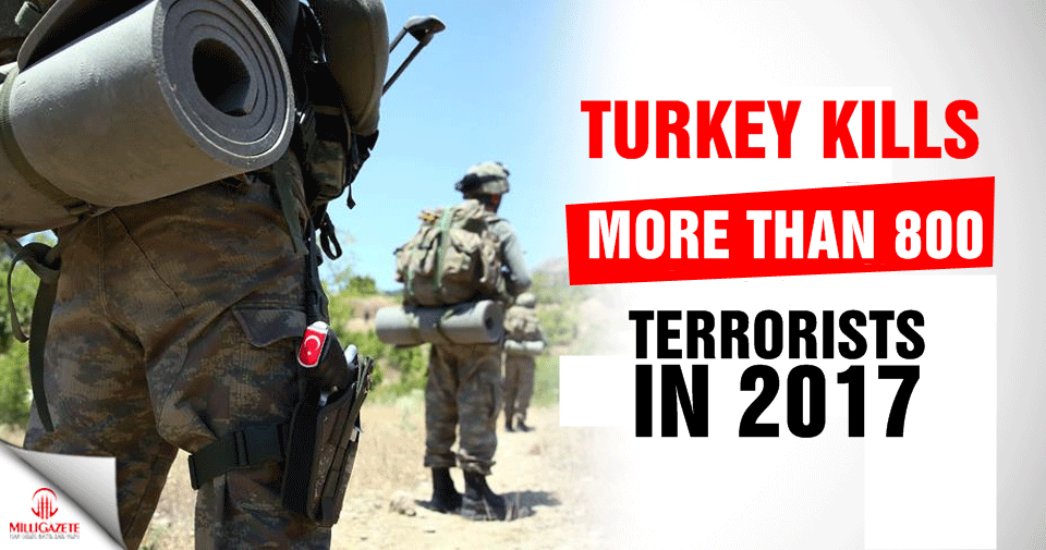 Turkey kills more than 800 terrorists in 2017