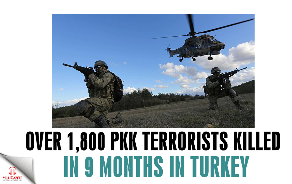 Turkey: Over 1,800 PKK terrorists killed in 9 months