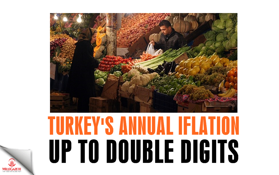 Turkey's annual inflation up to double digits