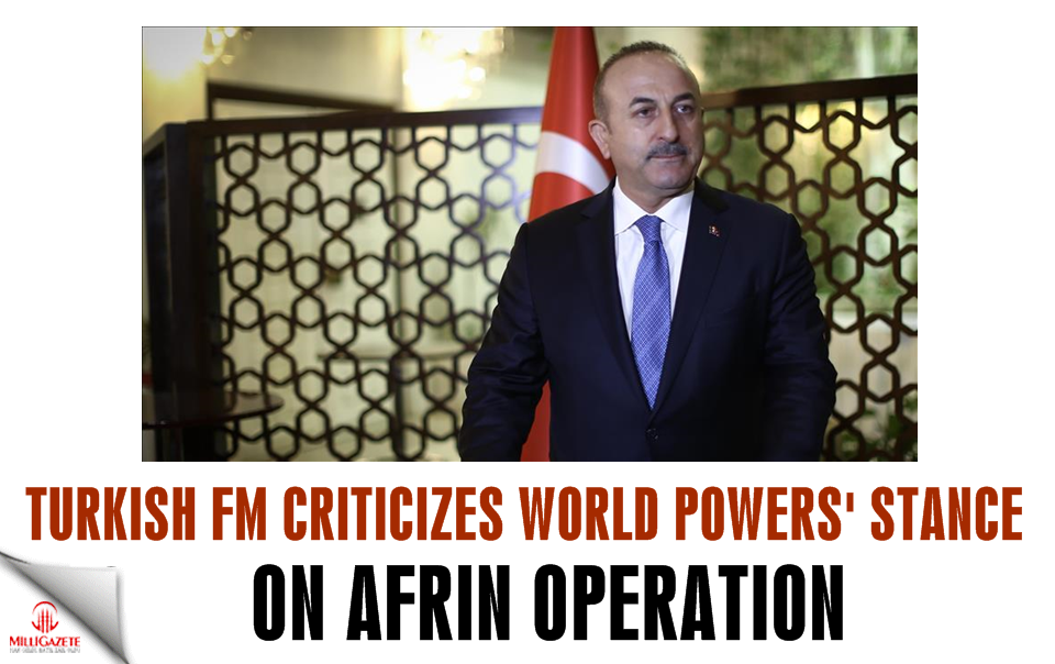 Turkish FM criticizes world powers' stance on Afrin op.