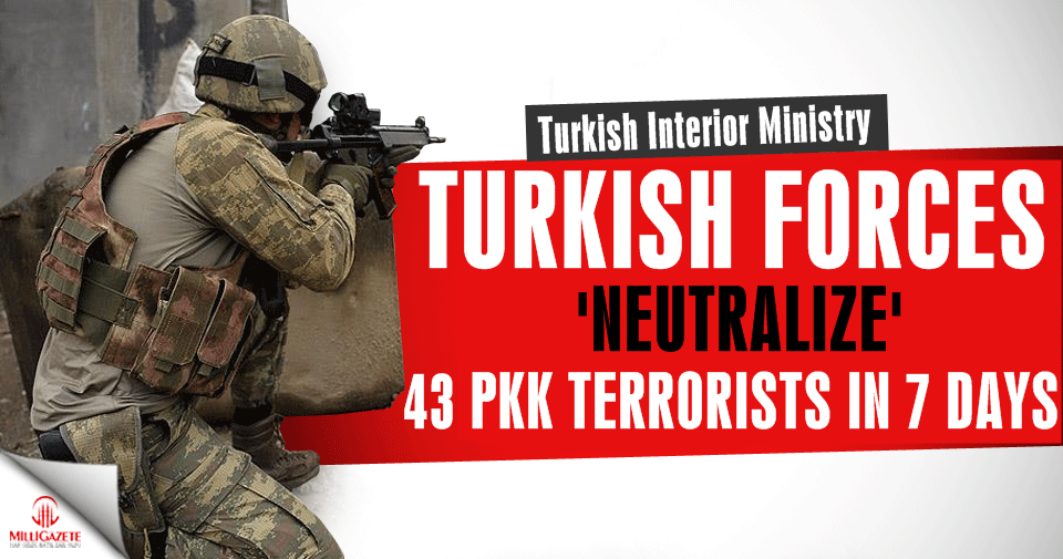 Turkish forces 'neutralize' 43 PKK terrorists in 7 days