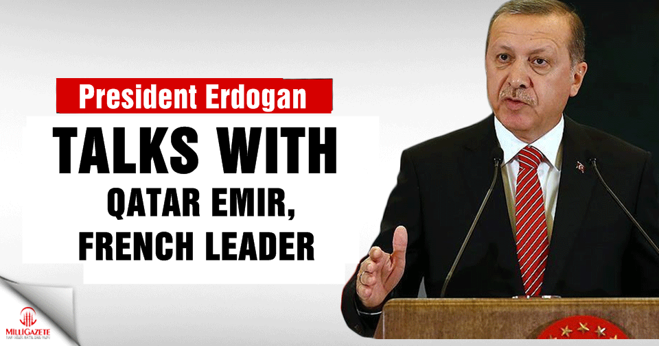 Turkish president talks with Qatar emir, French leader