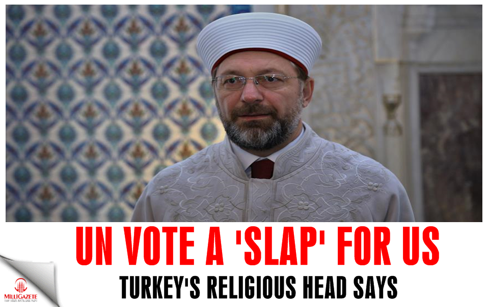 Turkish religious leader says UN vote a 'slap' for US