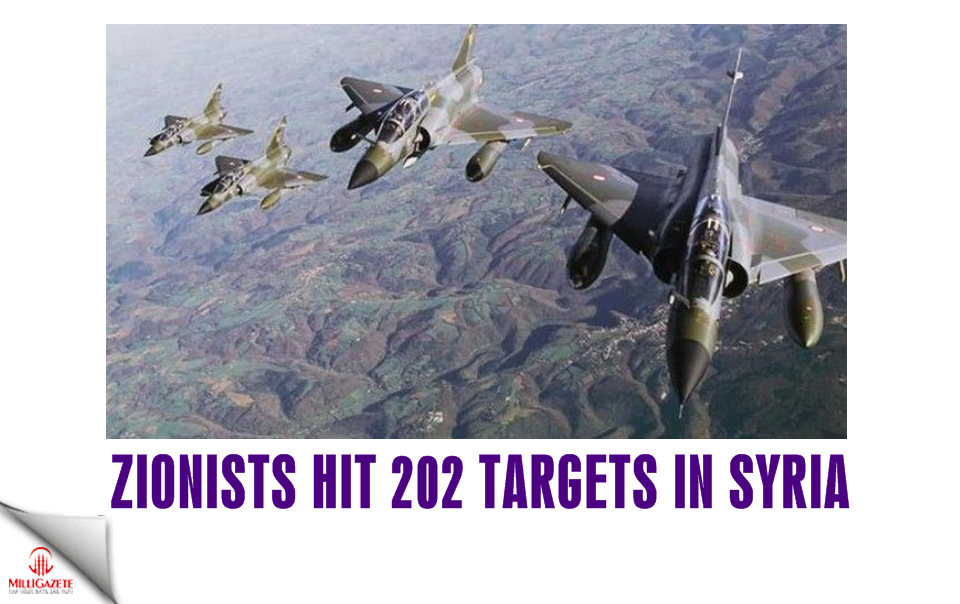Zionists hit 202 targets in Syria
