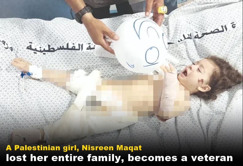 A Palestinian girl, Nisreen Maqat lost her entire family, becomes a veteran