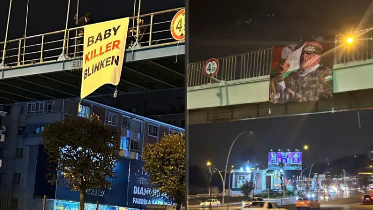 'Baby Killer Blinken': Pro-Palestine banners placed in Türkiye