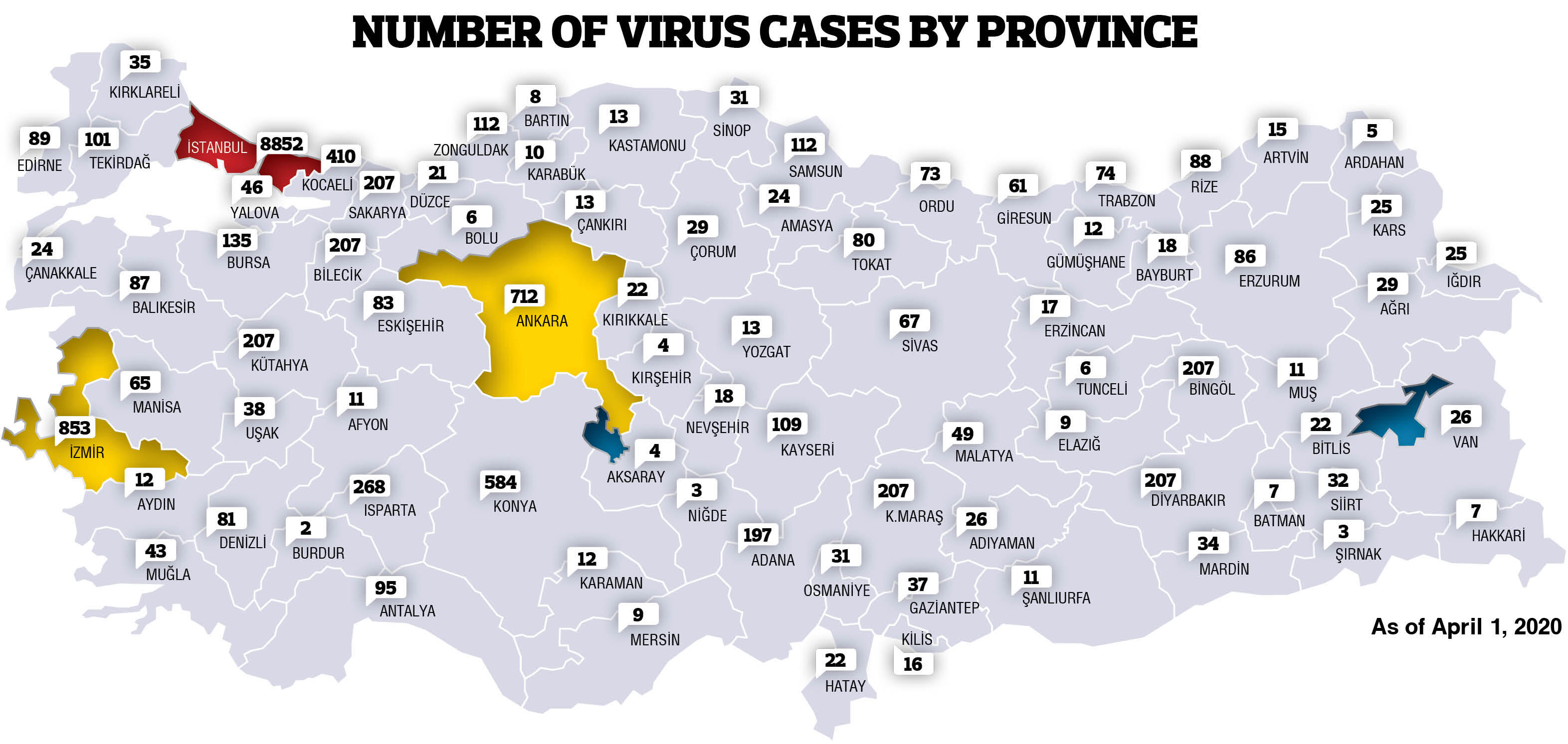 Coronavirus death toll reaches 1,643 with 74,193 total cases in Turkey