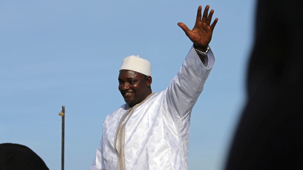 Gambias new President Adama Barrow arrives in Gambia