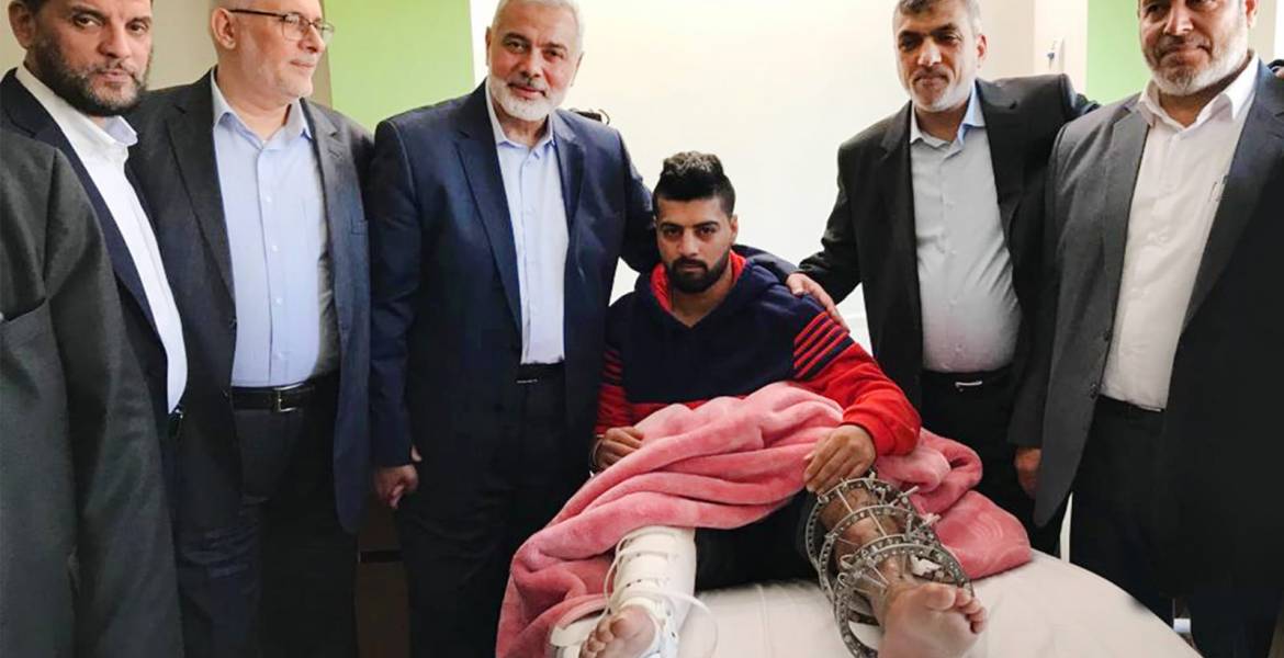 Hamas Chief visits Palestinians wounded at Great Return March in Egyptian hospitals