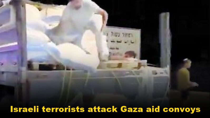 Israeli terrorists attack Gaza aid convoys
