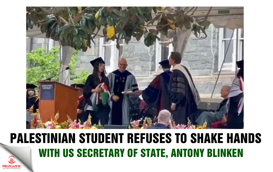 Palestinian student refuses to shake hands with Blinken