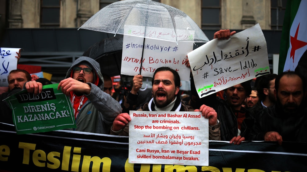 Protesters in Turkey denounce Russia over Idlib assault