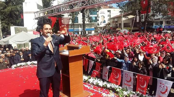 The squares say Saadet Party as local elections approaching