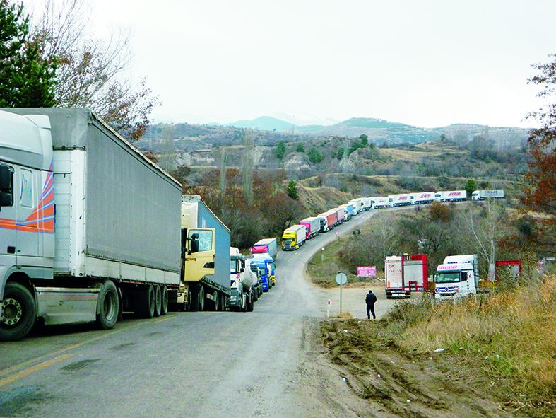 Truck queue at Türkgözü Border Gate