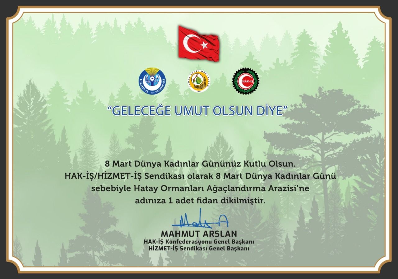 Turkey's largest labor union donates 37,000 saplings